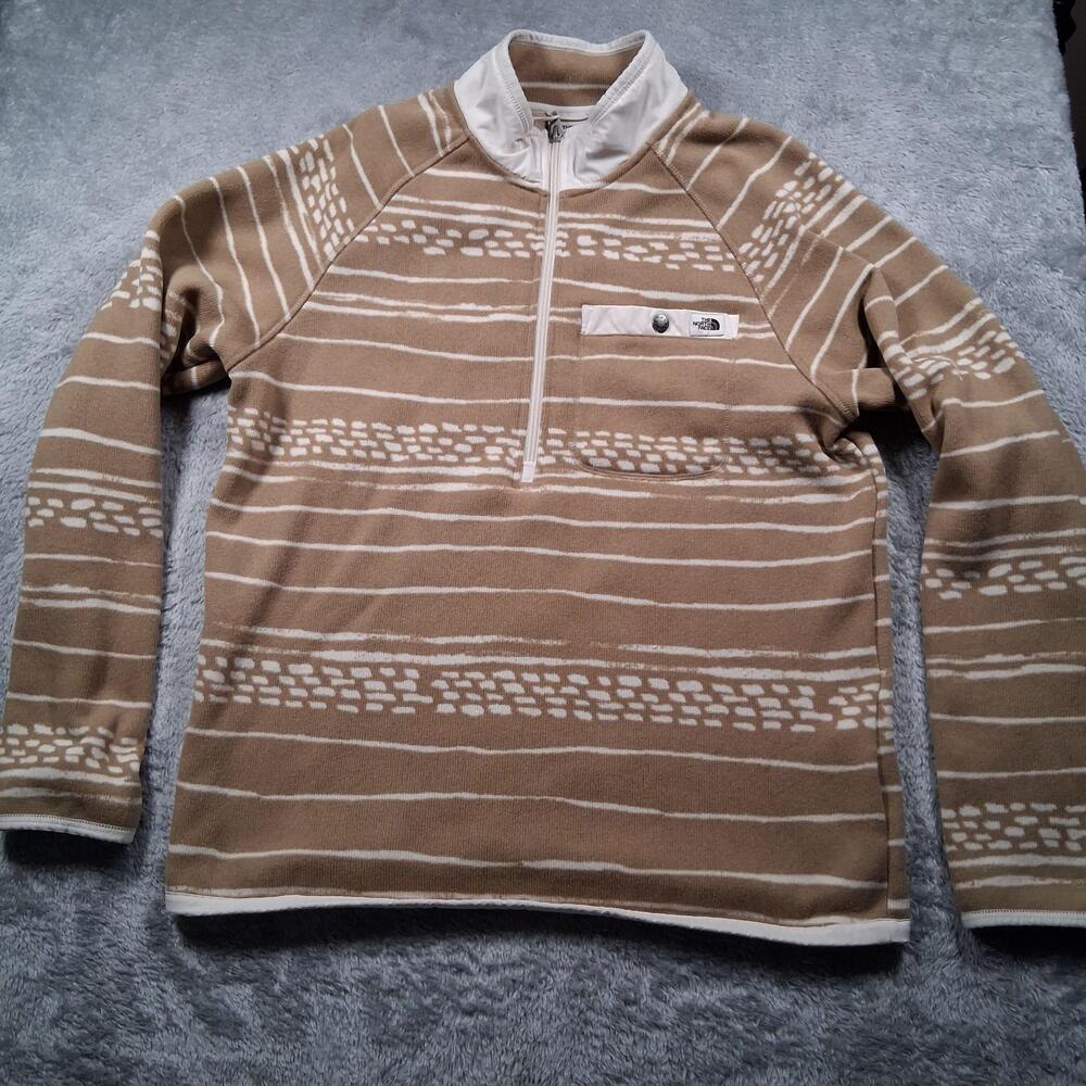 The North Face Gordon Lyons Sweatshirt Mens Large Beige Fleece 1/4 Zip Aztec